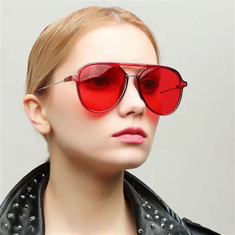 red aviator sunglasses women.